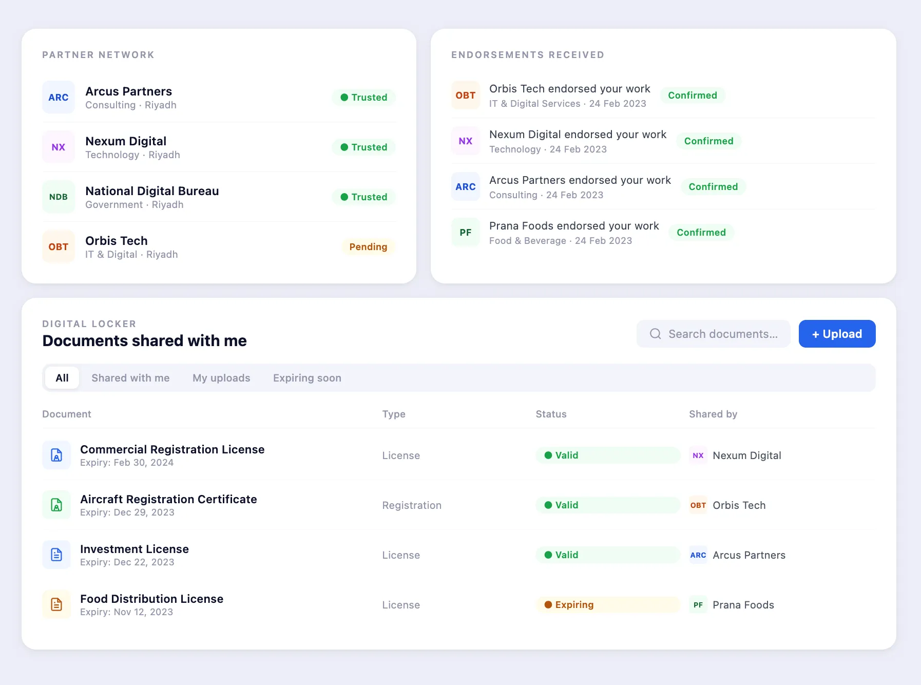Discovery - filtering certified suppliers by certification type and compliance tier.